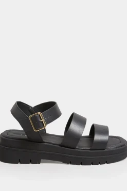 Limited Collection Limited Collection Black Triple Strap Gladiator Sandals In Wide E Fit & Extra Wide Eee Fit