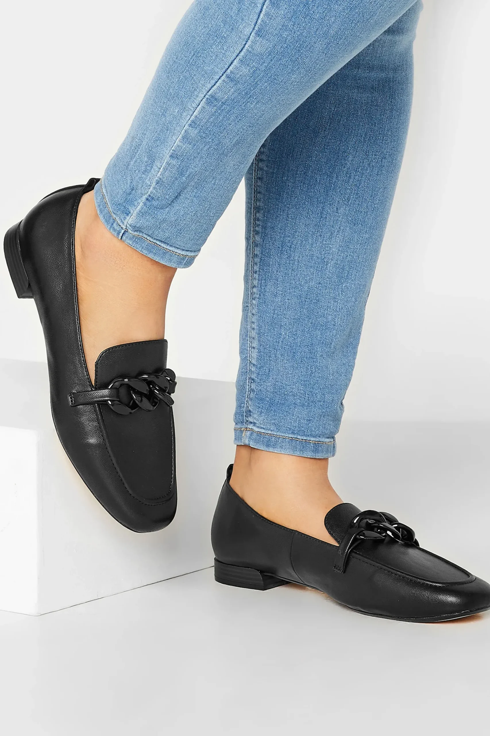Limited Collection Limited Collection Black Chain Loafers In Wide E Fit
