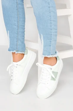 Limited Collection Limited Collection White & Mint Green Stripe Trainers In Wide Eee Fit