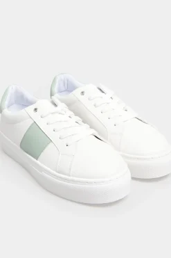 Limited Collection Limited Collection White & Mint Green Stripe Trainers In Wide Eee Fit