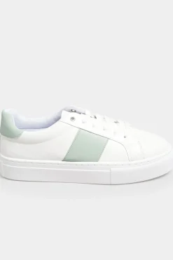 Limited Collection Limited Collection White & Mint Green Stripe Trainers In Wide Eee Fit