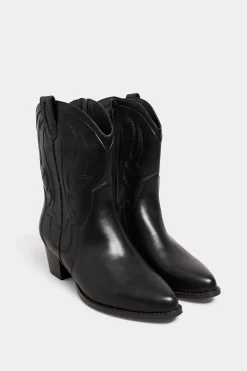 Limited Collection Limited Collection Black Cowboy Ankle Boots In Extra Wide Eee Fit