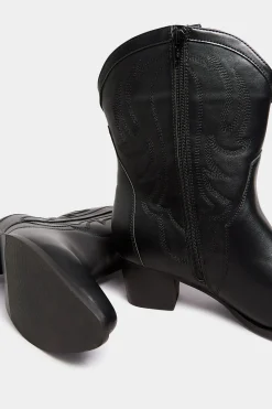 Limited Collection Limited Collection Black Cowboy Ankle Boots In Extra Wide Eee Fit