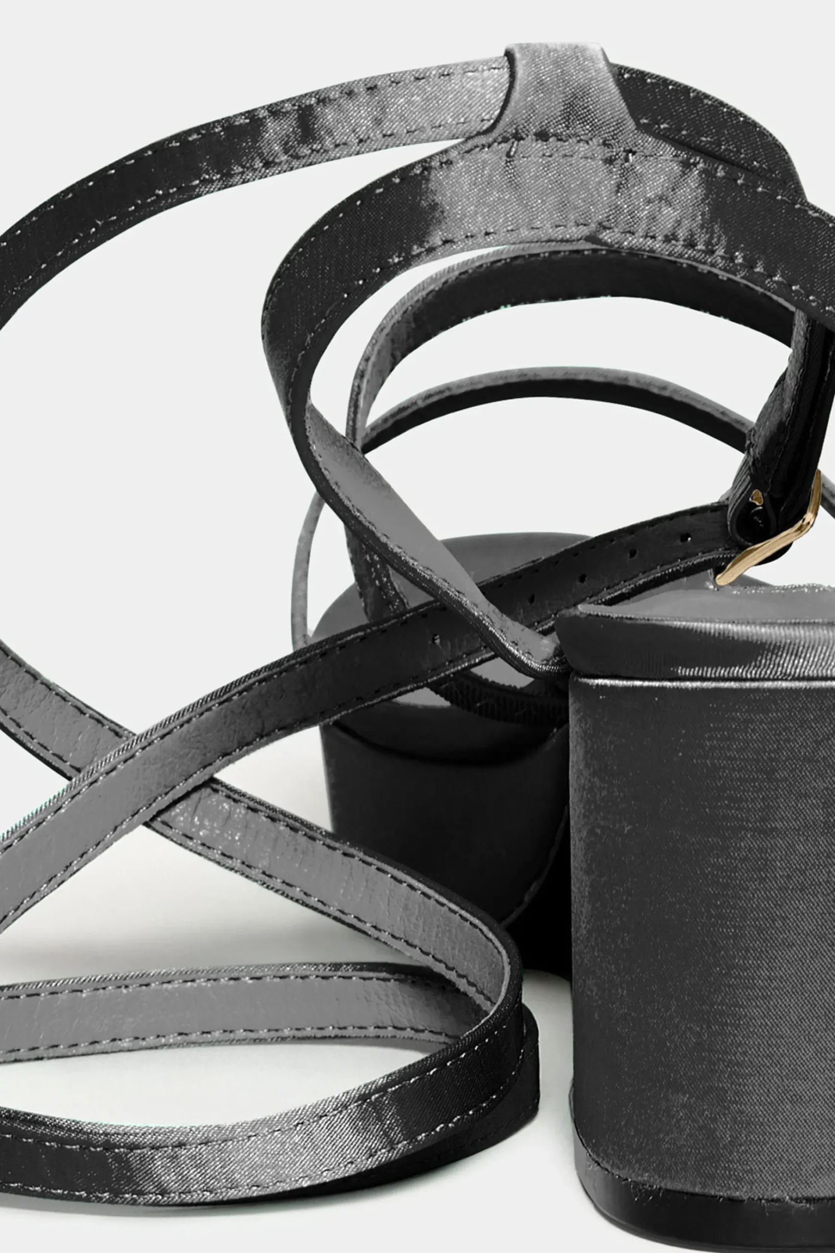 Limited Collection Limited Collection Black Satin Strappy Platform Heels In Wide E Fit & Extra Wide Eee Fit