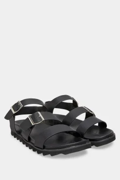 Limited Collection Limited Collection Black Footbed Buckle Sandals In Extra Wide Eee Fit
