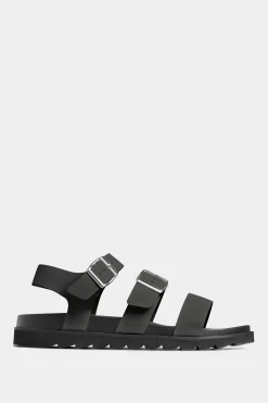 Limited Collection Limited Collection Black Footbed Buckle Sandals In Extra Wide Eee Fit