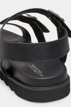 Limited Collection Limited Collection Black Footbed Buckle Sandals In Extra Wide Eee Fit
