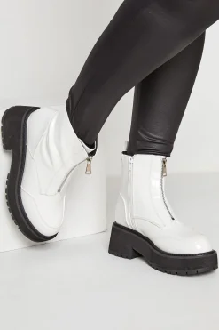 Limited Collection Limited Collection White Croc Leather Look Zip Chunky Boots In Wide E Fit