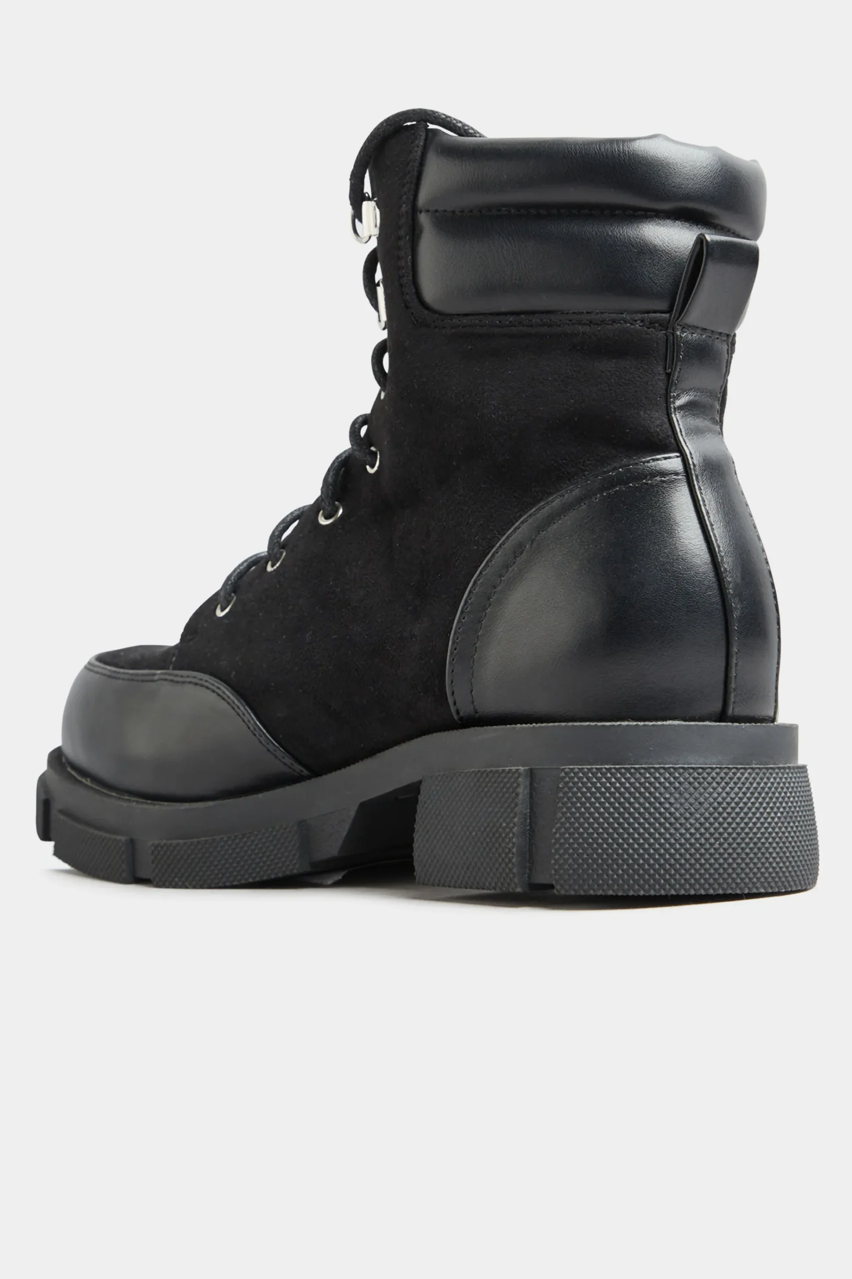 Limited Collection Limited Collection Black Faux Suede & Leather Lace Up Boots In Wide E Fit