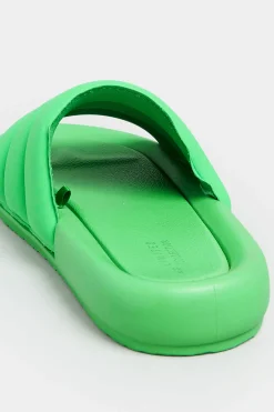 Limited Collection Limited Collection Green Padded Sliders In Wide E Fit