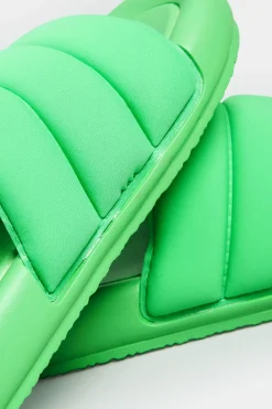 Limited Collection Limited Collection Green Padded Sliders In Wide E Fit