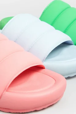 Limited Collection Limited Collection Green Padded Sliders In Wide E Fit