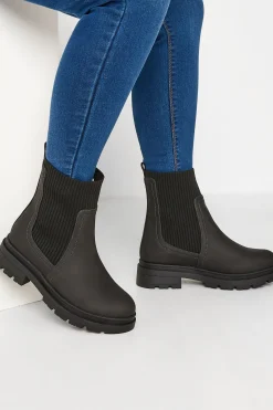 Limited Collection Limited Collection Black Sock Chelsea Boots In Wide E Fit & Extra Wide Eee Fit