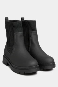 Limited Collection Limited Collection Black Sock Chelsea Boots In Wide E Fit & Extra Wide Eee Fit
