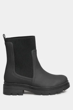 Limited Collection Limited Collection Black Sock Chelsea Boots In Wide E Fit & Extra Wide Eee Fit