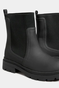 Limited Collection Limited Collection Black Sock Chelsea Boots In Wide E Fit & Extra Wide Eee Fit