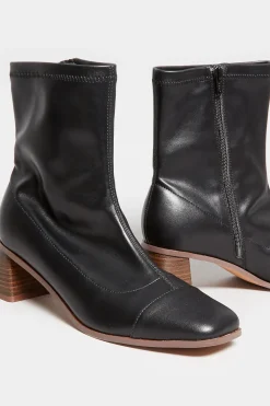 Limited Collection Limited Collection Black Square Toe Block Heel Boots In Extra Wide Eee Fit