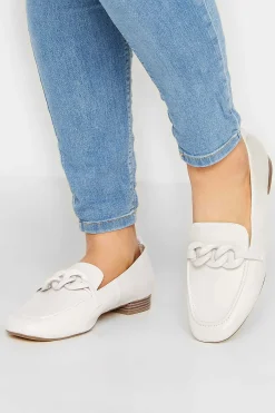 Limited Collection Limited Collection Ivory White Chain Loafers In Wide E Fit