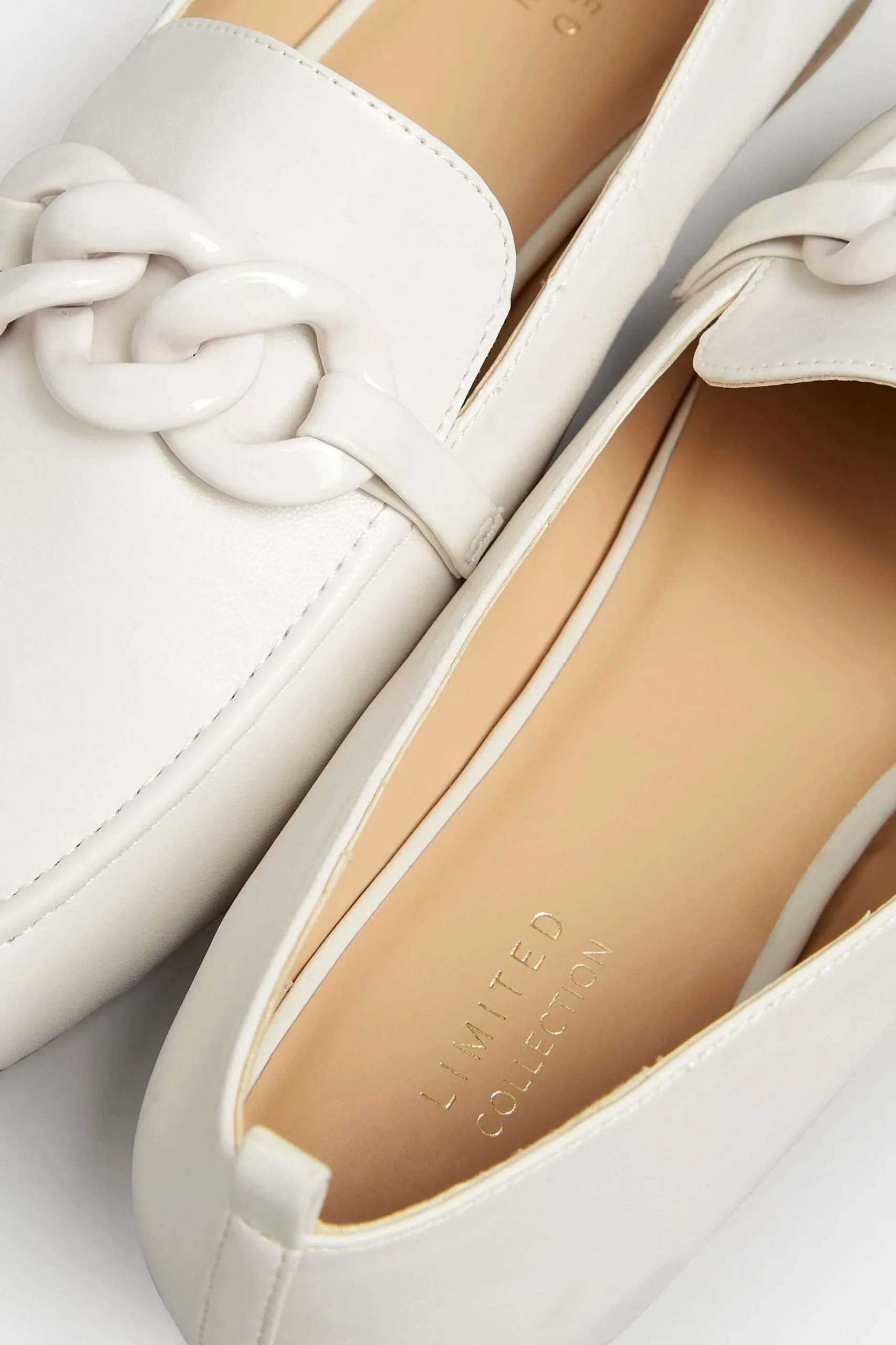 Limited Collection Limited Collection Ivory White Chain Loafers In Wide E Fit