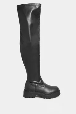 Limited Collection Limited Collection Black Over The Knee Chunky Boots In Wide E Fit & Extra Wide Eee Fit