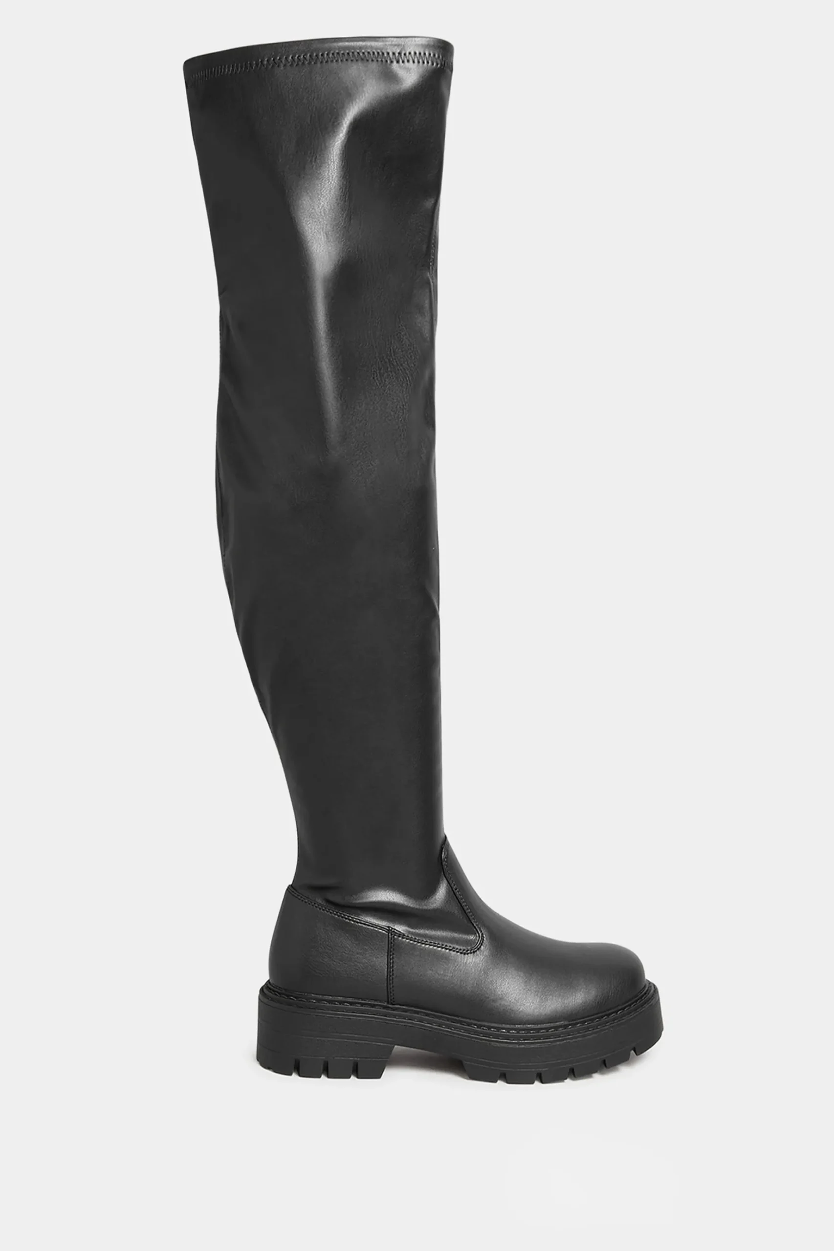 Limited Collection Limited Collection Black Over The Knee Chunky Boots In Wide E Fit & Extra Wide Eee Fit