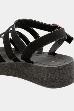 Limited Collection Limited Collection Black Multi Strap Sporty Platform Sandals In Extra Wide Eee Fit