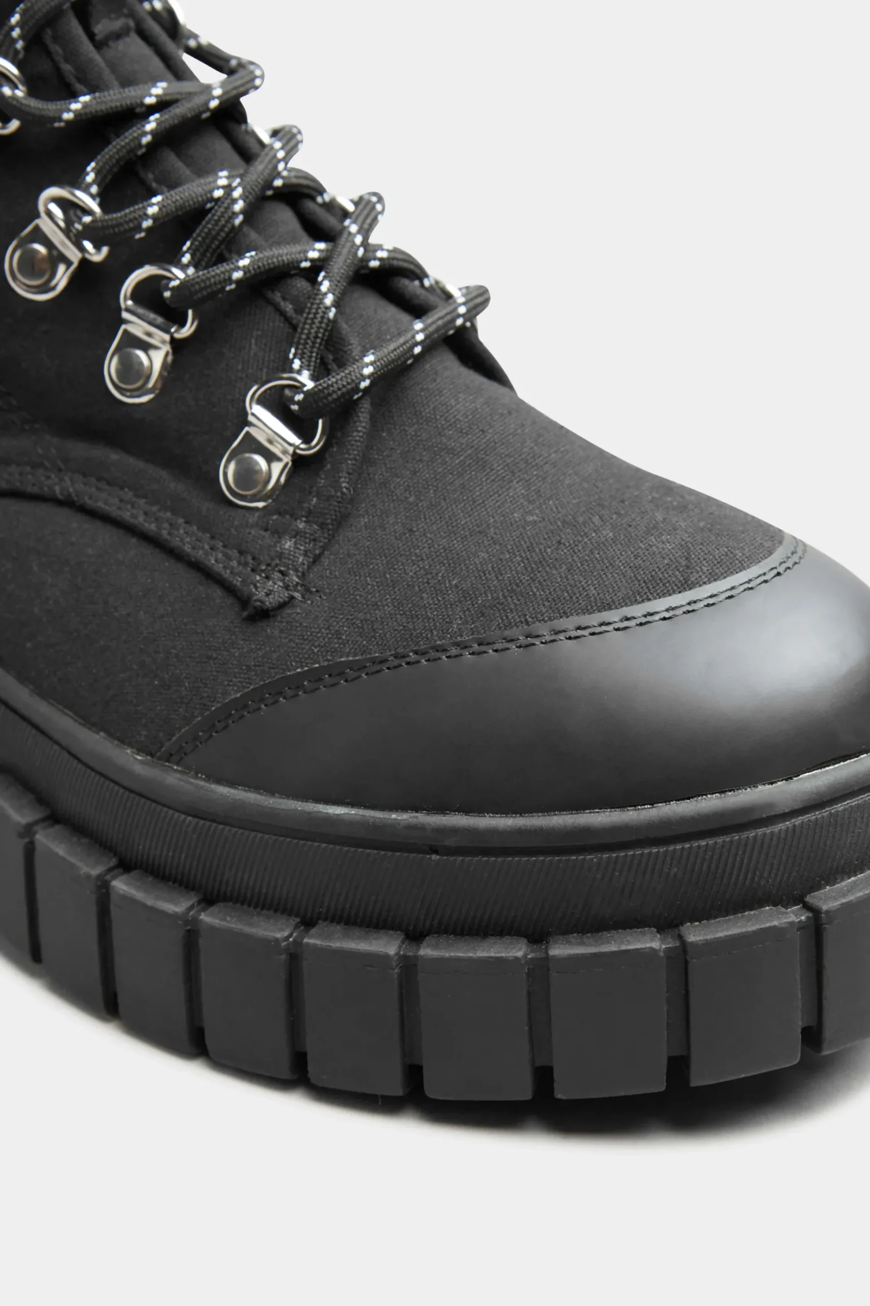 Limited Collection Limited Collection Black Canvas Chunky Combat Boots In Wide E Fit