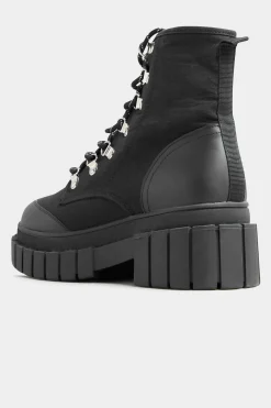 Limited Collection Limited Collection Black Canvas Chunky Combat Boots In Wide E Fit