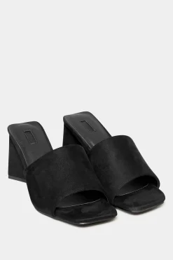 Limited Collection Limited Collection Black Triangular Heeled Mules In Wide E Fit & Extra Wide Eee Fit