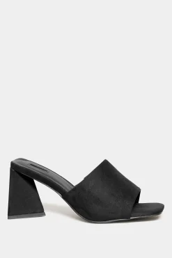 Limited Collection Limited Collection Black Triangular Heeled Mules In Wide E Fit & Extra Wide Eee Fit