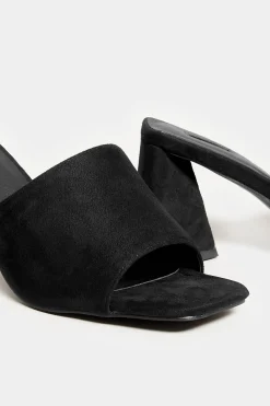 Limited Collection Limited Collection Black Triangular Heeled Mules In Wide E Fit & Extra Wide Eee Fit