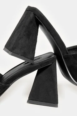 Limited Collection Limited Collection Black Triangular Heeled Mules In Wide E Fit & Extra Wide Eee Fit