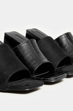 Limited Collection Limited Collection Black Triangular Heeled Mules In Wide E Fit & Extra Wide Eee Fit
