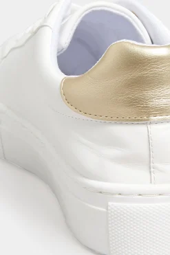 Limited Collection Limited Collection White & Gold Stripe Trainers In Wide Eee Fit