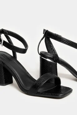 Limited Collection Limited Collection Black Snake Print 2 Part Block Heel Sandals In Wide E Fit & Extra Wide Eee Fit