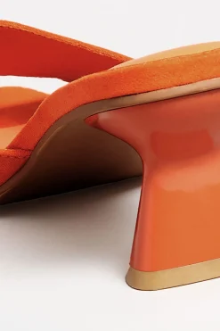 Limited Collection Limited Collection Orange Kitten Heel Mule In Wide E Fit & Extra Wide Eee Fit