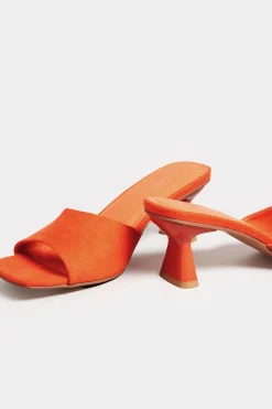 Limited Collection Limited Collection Orange Kitten Heel Mule In Wide E Fit & Extra Wide Eee Fit