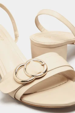 Limited Collection Limited Collection Beige Brown Buckle Slingback Block Heel Sandal In Wide E Fit