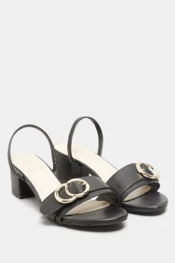 Limited Collection Limited Collection Black Buckle Block Heeled Sandal In Wide E Fit & Extra Wide Eee Fit