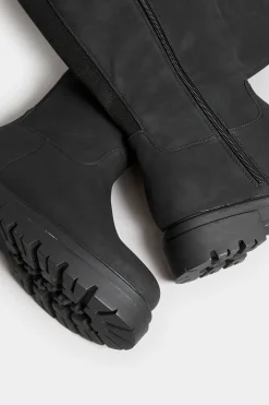 Limited Collection Limited Collection Black Chunky Calf Boots In Wide E Fit & Extra Wide Eee Fit