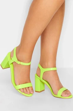 Limited Collection Limited Collection Lime Green Block Heel Sandal In Wide E Fit & Extra Wide Fit