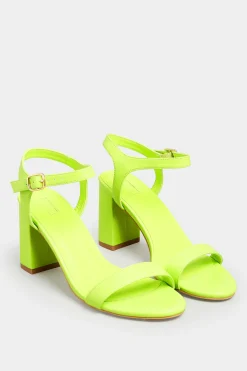 Limited Collection Limited Collection Lime Green Block Heel Sandal In Wide E Fit & Extra Wide Fit