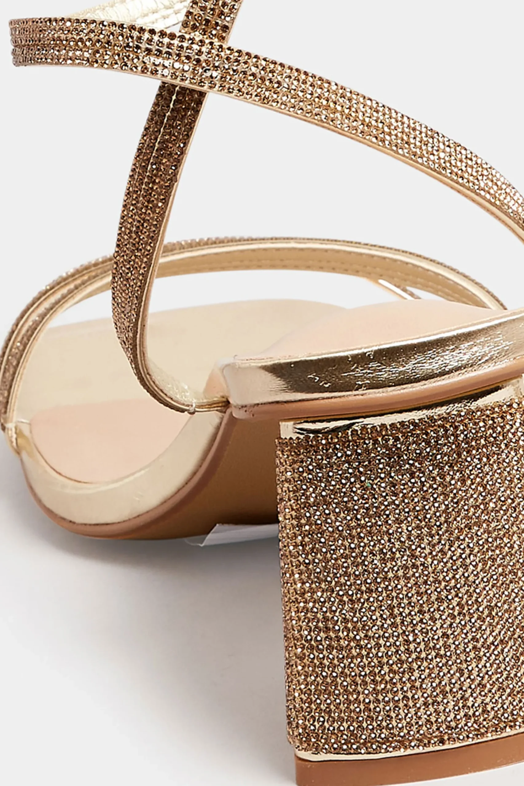 Limited Collection Limited Collection Gold Diamante Strappy Heel Sandals In Wide E Fit & Extra Wide Eee Fit