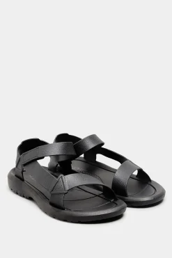 Limited Collection Limited Collection Black Adjustable Strap Sandals In Wide E Fit