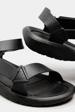 Limited Collection Limited Collection Black Adjustable Strap Sandals In Wide E Fit