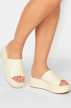 Limited Collection Limited Collection White Platform Mule Sandals In E Wide Fit & Eee Extra Wide Fit