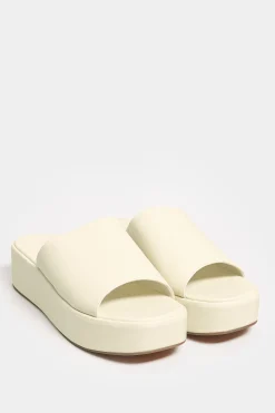 Limited Collection Limited Collection White Platform Mule Sandals In E Wide Fit & Eee Extra Wide Fit
