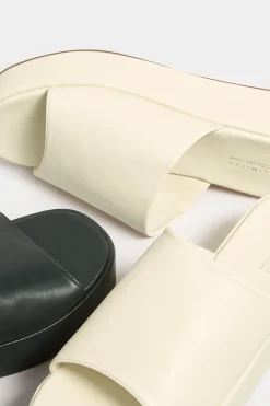 Limited Collection Limited Collection White Platform Mule Sandals In E Wide Fit & Eee Extra Wide Fit