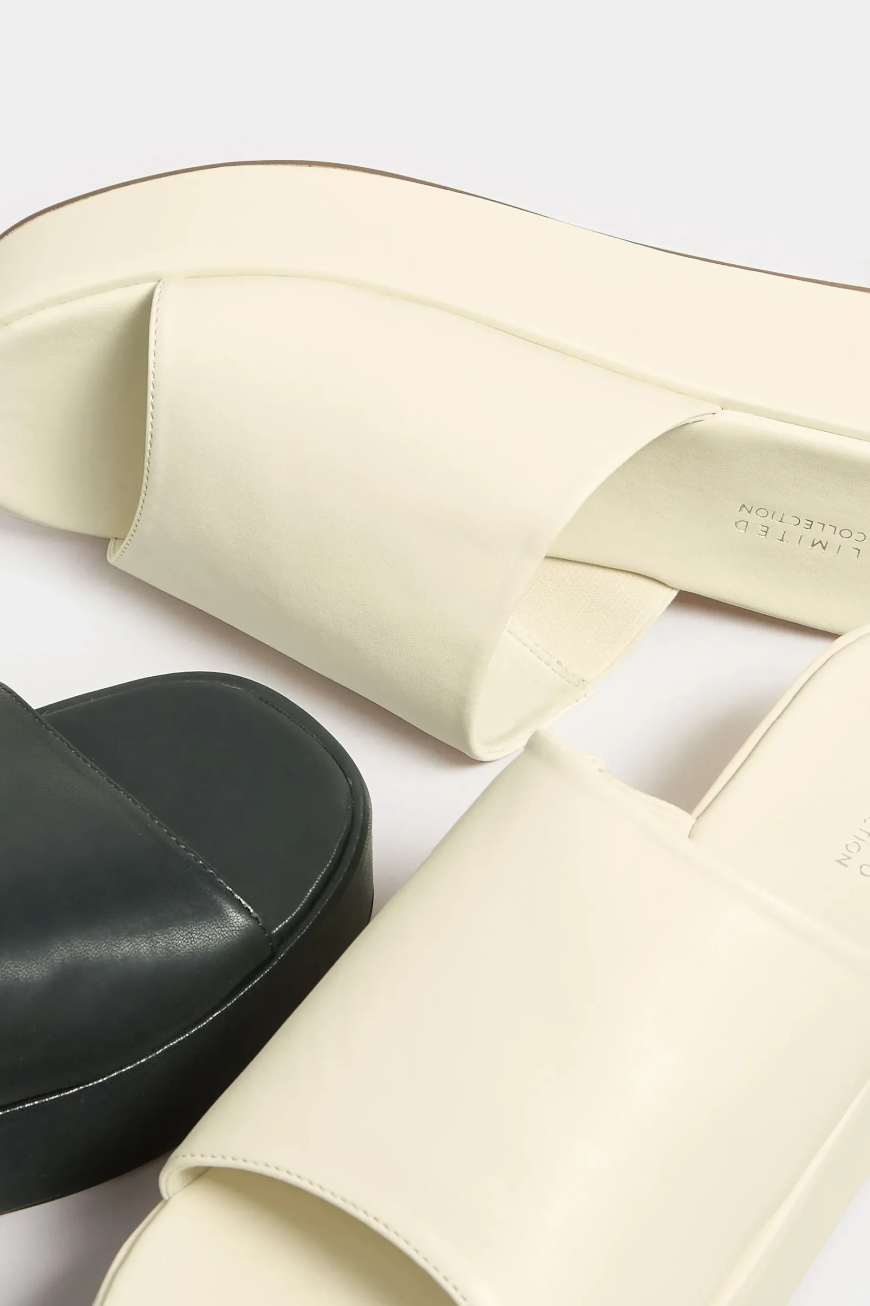Limited Collection Limited Collection White Platform Mule Sandals In E Wide Fit & Eee Extra Wide Fit
