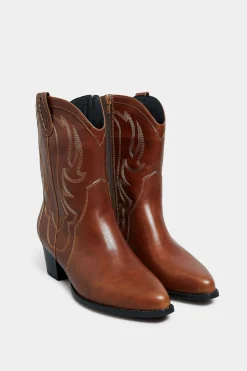 Limited Collection Limited Collection Brown Cowboy Ankle Boots In Extra Wide Eee Fit